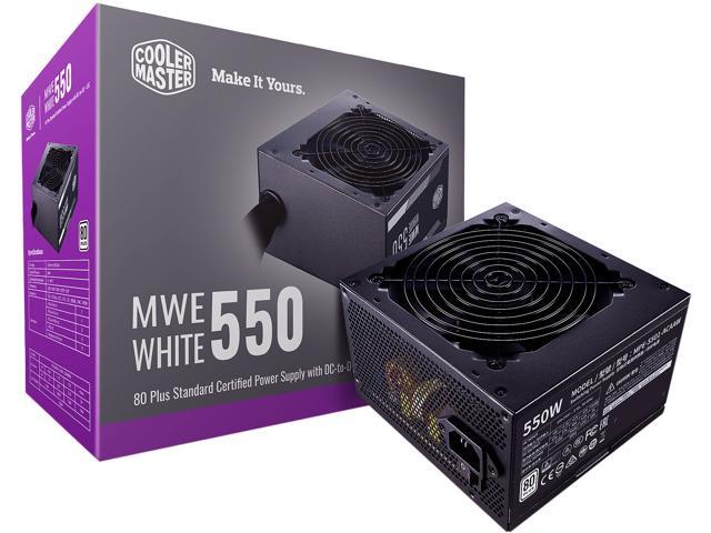 Cooler Master MWE 550 550W 80+ White PSU w/ Hydro-Dynamic-Bearing Silent 120mm Fan, Single +12V Rail, Flat Black Cables