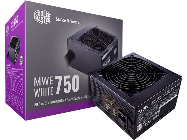 Cooler Master MWE 750 White 750W 80+ White PSU w/ Hydro-Dynamic-Bearing Silent 120mm Fan, Single +12V Rail, Flat Black Cables