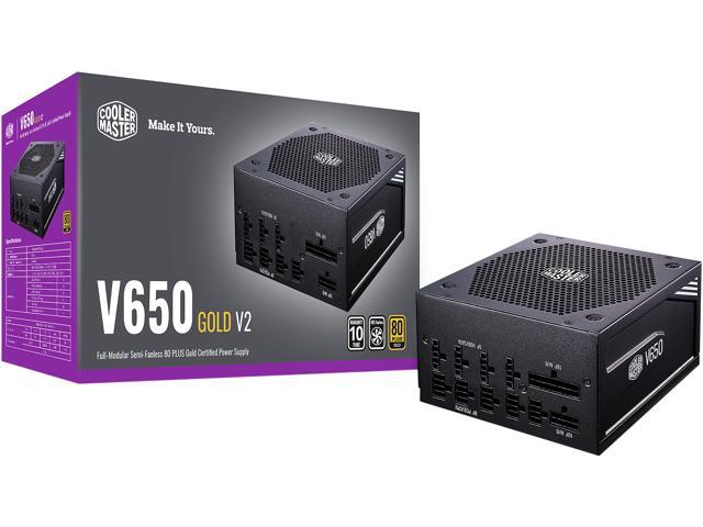 Cooler Master V650 Gold V2 Full Modular, 650W, 80+ Gold Efficiency, Semi-fanless Operation, 16AWG PCIe High-efficiency Cables, 10 Year Warranty