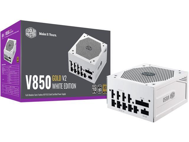 Cooler Master V850 Gold V2 White Edition Full Modular, 850W, 80+ Gold Efficiency, Semi-fanless Operation, 16AWG PCIe High-efficiency Cables, 10.