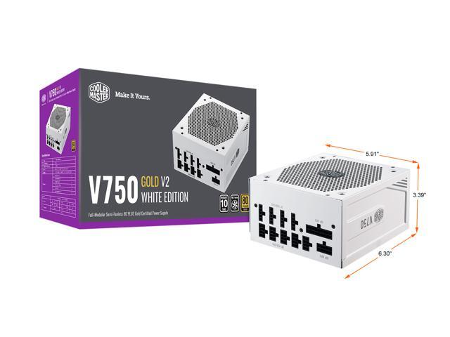 Cooler Master V750 Gold V2 White Edition Full Modular, 750W, 80+ Gold Efficiency, Semi-fanless Operation, 16AWG PCIe High-efficiency Cables, 10...