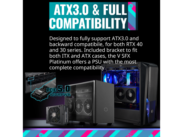 Cooler Master V650 SFX Gold Full Modular, 650W, 80+ Gold Efficiency, ATX Bracket Included, Quiet FDB Fan, SFX Form Factor, 10 Year Warranty