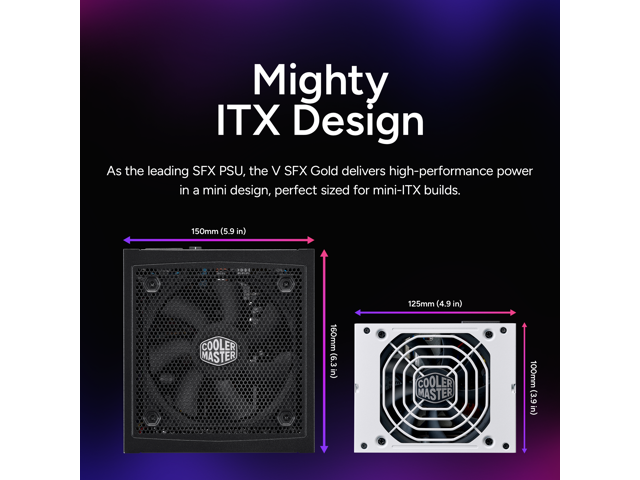 Cooler Master V850 SFX Gold 850W Fully Modular Power Supply - 80+ Gold Certified SFF PSU, ATX 3.1 & PCIe 5.1 Ready, 90 Degree Angled Cable, Low...