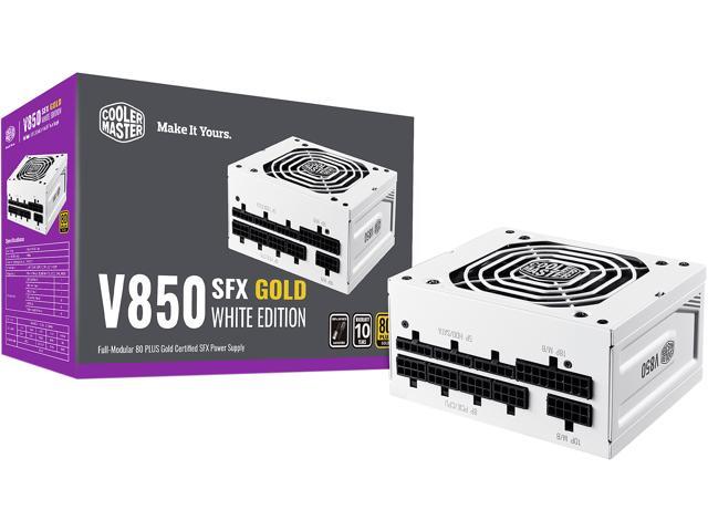 Cooler Master V850 SFX Gold White Edition Full Modular, 850W, 80+ Gold Efficiency, ATX Bracket Included, Quiet FDB Fan, SFX Form Factor, 10 Year.
