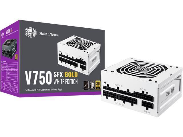 Cooler Master V750 SFX Gold White Edition Full Modular, 750W, 80+ Gold Efficiency, ATX Bracket Included, Quiet FDB Fan, SFX Form Factor, 10 Year.