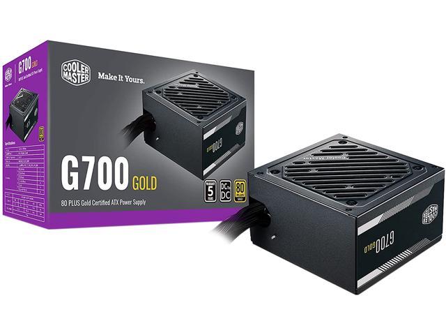 Cooler Master G700 Gold Power Supply, 700W 80+ Gold Efficiency, Intel ATX Version 2.52, Fixed Flat Black Cables. Quiet HDB Fan, 5 Year Warranty