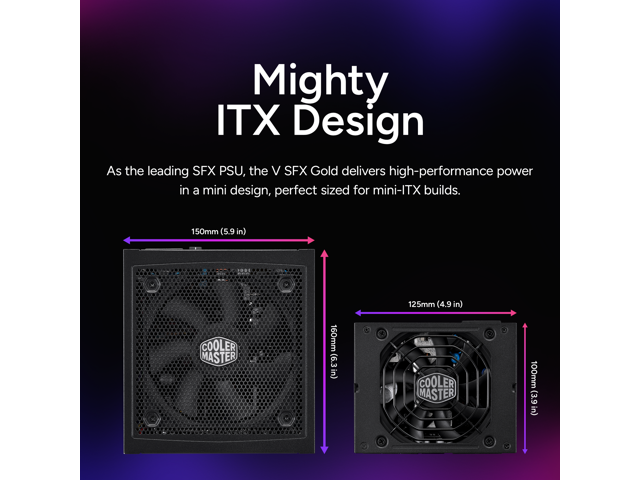 Cooler Master V850 SFX Gold 850W Fully Modular Power Supply - 80+ Gold Certified SFF PSU, ATX 3.1 & PCIe 5.1 Ready, 90 Degree Angled Cable, Low...