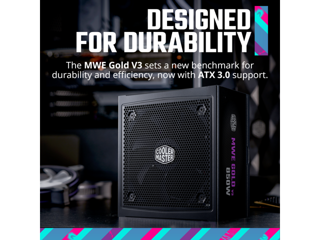Cooler Master MWE Gold 850 V3 Fully Modular Power Supply - 850W 80+ Gold Certified PSU, Cybenetics Platinum, 90° 12V-2x6 PCIe 5.1, ATX 3.1 Support,...