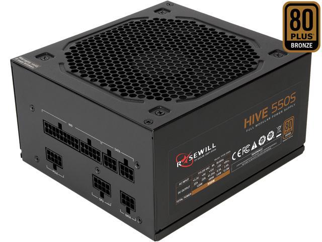 Rosewill HIVE Series, HIVE-550S, 550W Fully Modular Power Supply, 80 PLUS BRONZE Certified, Single +12V Rail, SLI & CrossFire Ready, Black