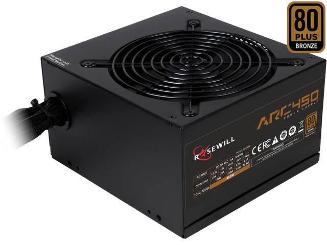 Rosewill ARC Series, ARC 450, 450W Non-Modular Power Supply, 80 PLUS BRONZE Certified, Single +12V Rail, SLI & CrossFire Certified, Black