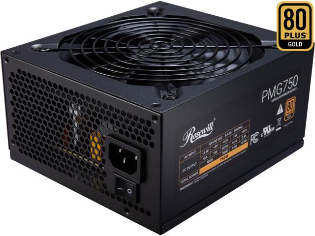 Rosewill PMG Series, PMG750, 750W Fully Modular Power Supply, 80 PLUS GOLD Certified, Low Noise, Single +12V Rail, SLI & CrossFire Ready, Black