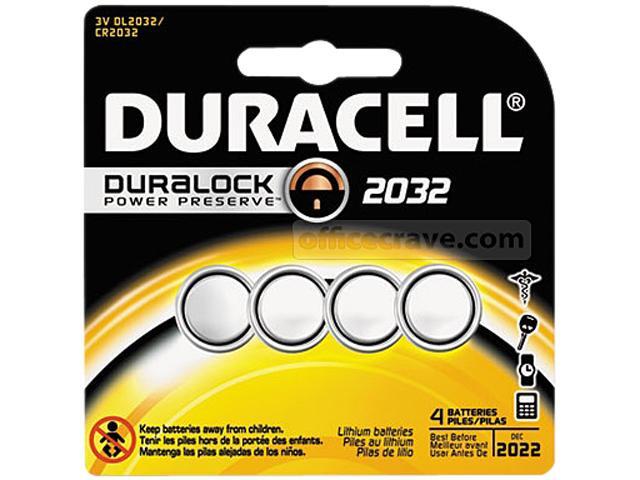 DURACELL Duralock 3V 2032 (DL2032 / CR2032) Lithium Coin Cell Battery, 4-pack