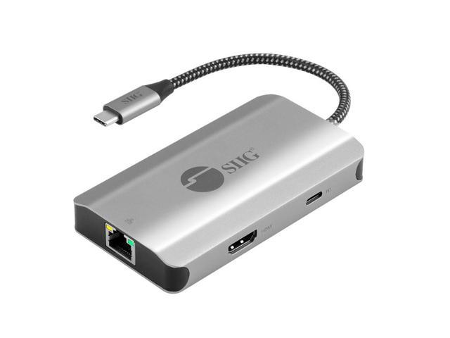 SIIG USB-C to HDMI with LAN Hub & PD Charging Adapter - HDMI 4K@30Hz, two USB-A 5Gbps, GbE, PD100W - Space Gray JU-H30L11-S1 photo