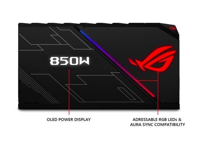 ASUS ROG Thor 850 80+ Platinum 850W Fully Modular RGB Power Supply with LIVEDASH OLED Panel and 10 Year Warranty