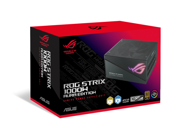 ASUS ROG Strix 1000W Gold Aura Edition (Fully Modular Power Supply, 80+ Gold Certified, ATX 3.0, Cybenetics Lambda A+ Certification, PCIe Gen 5.0...
