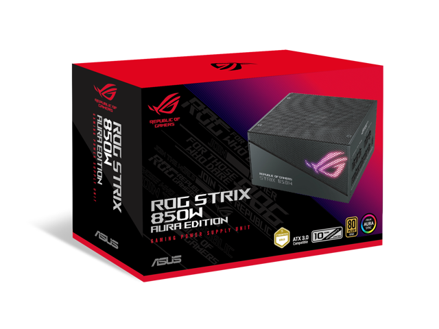 ASUS ROG Strix 850W Gold Aura Edition (Fully Modular Power Supply, 80+ Gold Certified, ATX 3.0, Cybenetics Lambda A++ Certification, PCIe Gen 5.0...