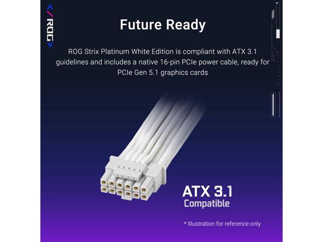 ASUS ROG Strix 1000W Platinum White Edition (Fully Modular Power Supply, 80 PLUS Platinum Certified, ATX 3.1, GaN MOSFET, "GPU-FIRST"...