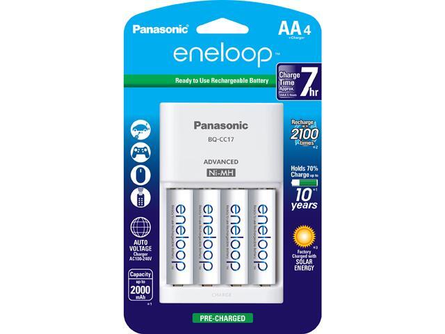 Panasonic K-KJ17MCA4BA Advanced Individual Cell Battery Charger Pack with 4AA eneloop 2100 Cycle Rechargeable Batteries (4 pack)