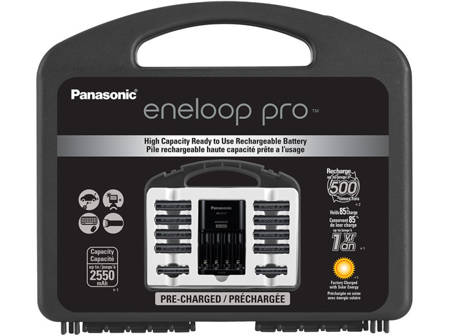 Panasonic eneloop pro Power Pack, 500 cycle, 8 AA, 2 AAA and 'Advanced' Individual Battery Charger