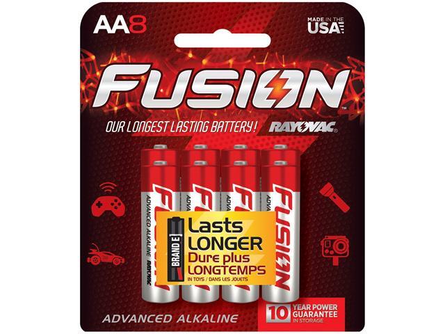 Rayovac 815-8STRFUSJ Fusion AA Alkaline Card Clip Strip, 8 pk