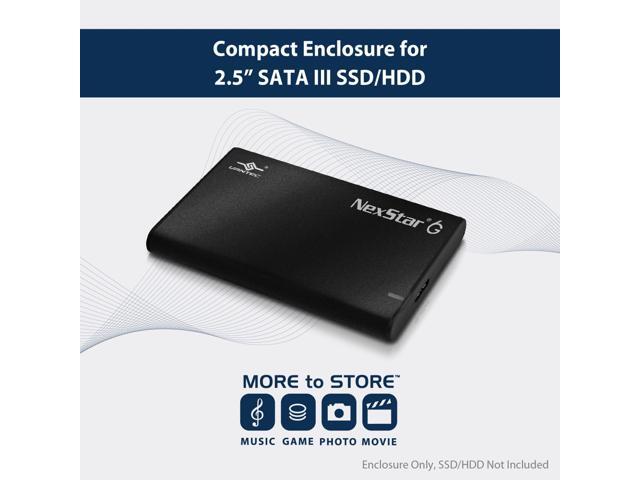 Vantec NexStar 6G 2.5" SATA III to USB 3.2 Gen1 External SSD/HDD Enclosure NST-268S3-BK
