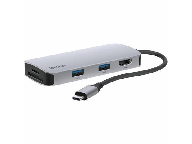 Belkin 5-Port USB-C Hub - USB-C to 2xUSB-A - 1x4K HDMI - 1xSD Reader, 1xMicroSD Reader - 5Gbps - Docking Station - Grey - AVC007fqSGY-V2