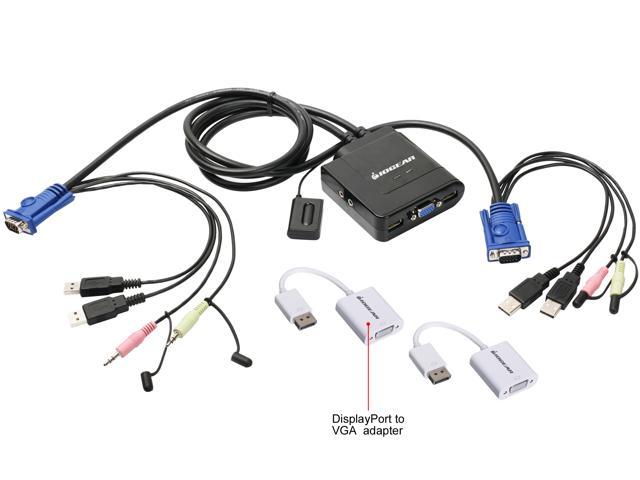 IOGEAR GCS72DPKIT 2-Port VGA and DisplayPort Cable KVM Kit with Audio