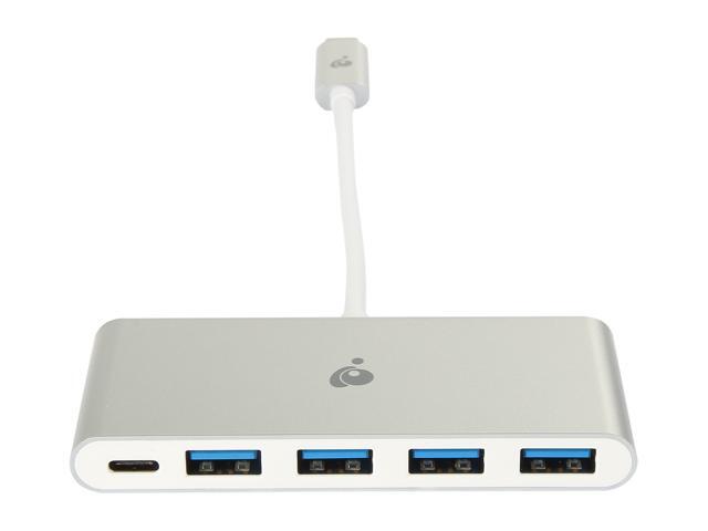 IOGEAR GUH3C4PD USB-C to 4 Port USB-A Hub with Power Delivery Pass-Thru