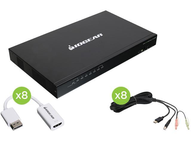 IOGEAR GCS1808HDPKITU 8-Port USB PS/2 Combo HD DisplayPort KVM Kit