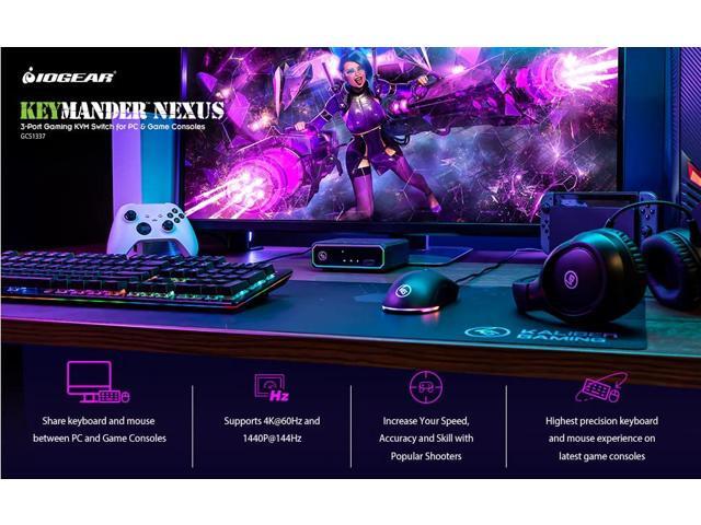 IOGEAR KeyMander Nexus 3-Port Gaming KVM Switch for PC & Game Consoles - GCS1337