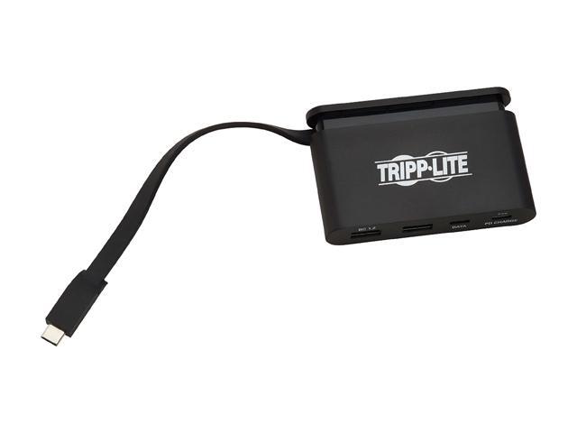 Tripp Lite U460-T04-2A2C-2 USB 3.1 Gen 2 USB-C Portable Hub with 2 USB-C Ports and 2 USB-A Ports, Thunderbolt 3 Compatible, Black