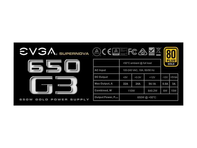 EVGA SuperNOVA 650 G3, 220-G3-0650-Y1, 80+ GOLD, 650W Fully Modular, EVGA ECO Mode with New HDB Fan, Includes FREE Power On Self Tester, Compact...