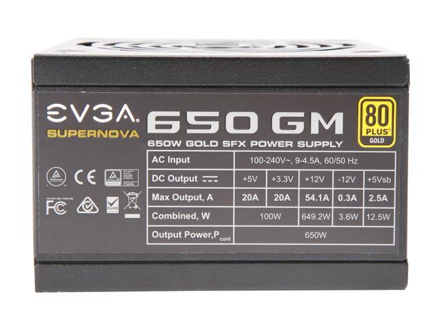 EVGA SuperNOVA 650 GM, 80 Plus Gold 650W, Fully Modular, ECO Mode with DBB Fan, Includes Power ON Self Tester, SFX Form Factor, Power Supply,...