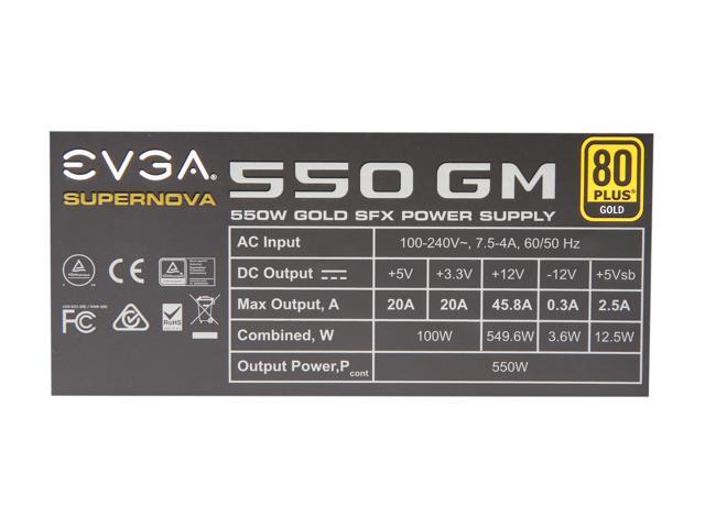 EVGA SuperNOVA 550 GM, 80 Plus Gold 550W, Fully Modular, ECO Mode with DBB Fan, Includes Power ON Self Tester, SFX Form Factor, Power Supply,...