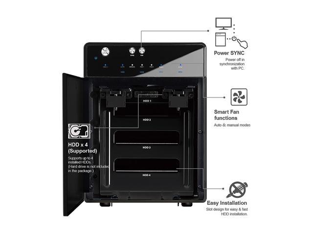 Mediasonic USB 3.1 4 Bay 3.5' SATA Hard Drive Enclosure - USB 3.1 Gen 2 10Gbps USB Type C (HF7-SU31C)