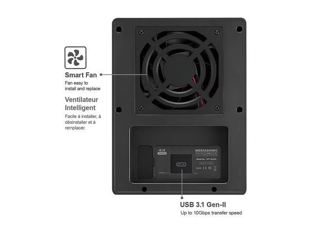 Mediasonic USB 3.1 4 Bay 3.5' SATA Hard Drive Enclosure - USB 3.1 Gen 2 10Gbps USB Type C (HF7-SU31C)