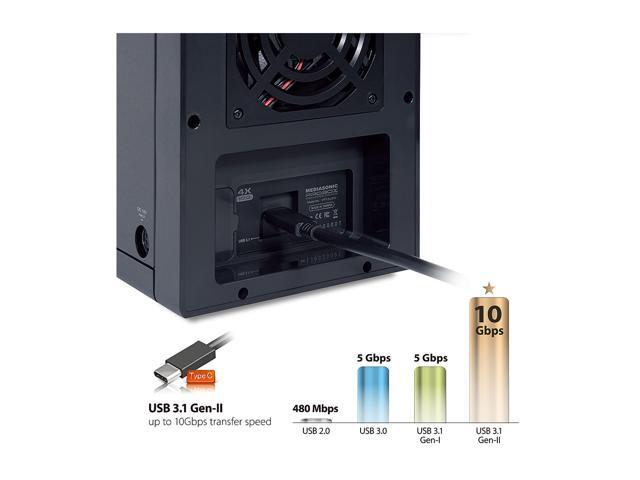 Mediasonic USB 3.1 4 Bay 3.5' SATA Hard Drive Enclosure - USB 3.1 Gen 2 10Gbps USB Type C (HF7-SU31C)