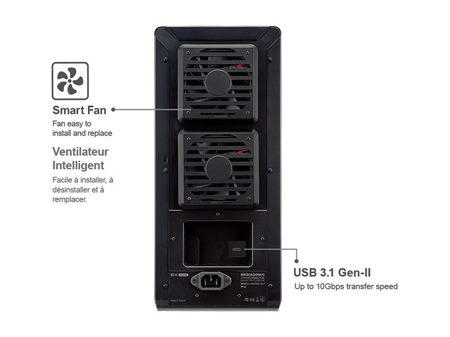Mediasonic USB 3.1 Type C 8 Bay 3.5" SATA Hard Drive Enclosure - USB 3.1 Gen 2 10Gbps support UASP / S. M.A. R.T (H82-SU31C)