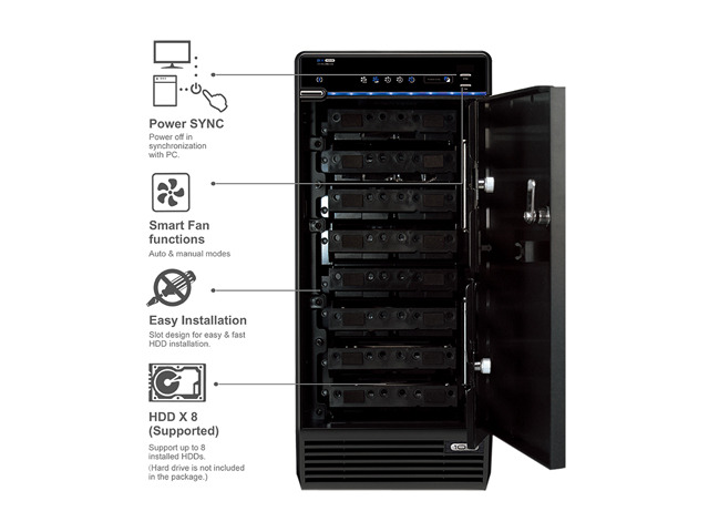 Mediasonic USB 3.1 Type C 8 Bay 3.5" SATA Hard Drive Enclosure - USB 3.1 Gen 2 10Gbps support UASP / S. M.A. R.T (H82-SU31C)