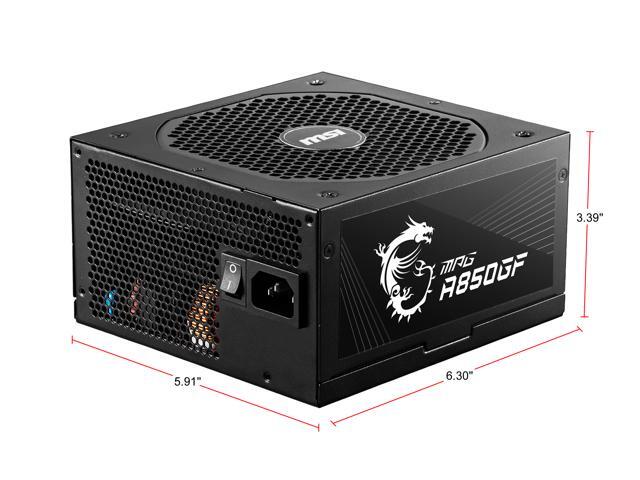 MSI - MPG A850GF PCIE 5.0, 80 GOLD Full Modular Gaming PSU, Japanese Electrolytic capacitor, 850W ATX Power Supply