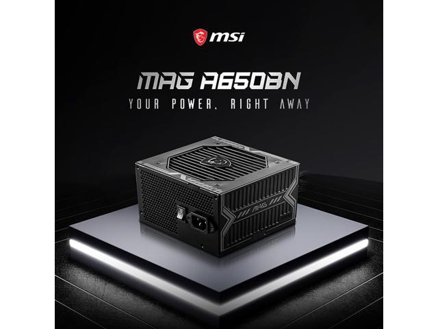 MSI MAG A650BN, Non-Modular Compact 650W Power Supply, 80+ Bronze, Low-Noise Fan, Active PFC Design, 5 Year Warranty