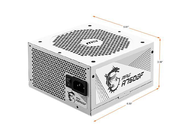 MSI - MPG A750GF WHITE, 80 GOLD Full Modular Gaming PSU, Japanese Electrolytic capacitor, 750W ATX Power Supply