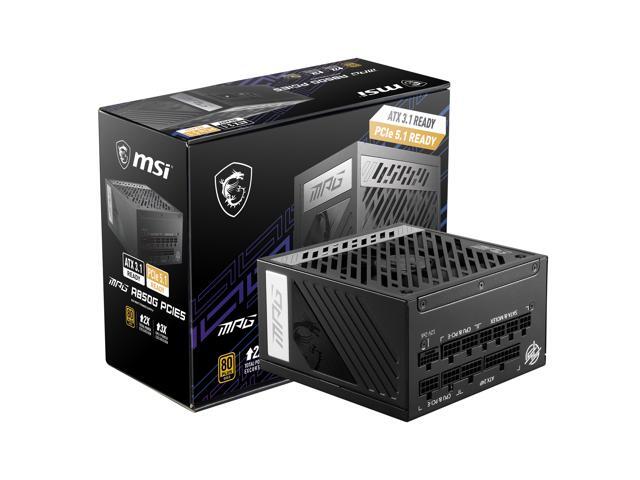 MSI MPG A850G PCIE5, Fully Modular Compact Gaming 850W Power Supply, 80+ Gold, Native 12V-2x6 Cable, 100% Japanese Capacitor, ATX 3.1 & PCIe 5.1...