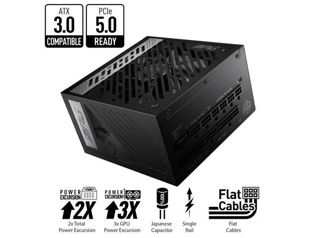 MSI - MPG A750G PCIE 5.0, 80 GOLD Full Modular Gaming PSU, 12VHPWR Cable, 4070 ATX 3.0 Compatible, 750W Power Supply