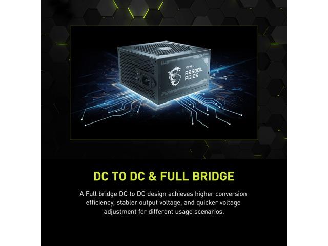 MSI - MAG A850GL PCIE5 850W ATX 3.1 &PCIe 5.1 Ready Full Modular 80 Plus Gold Gaming Power Supply - Black - image 7