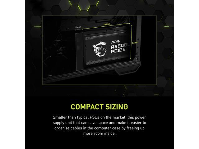 MSI - MAG A850GL PCIE5 850W ATX 3.1 &PCIe 5.1 Ready Full Modular 80 Plus Gold Gaming Power Supply - Black - image 11