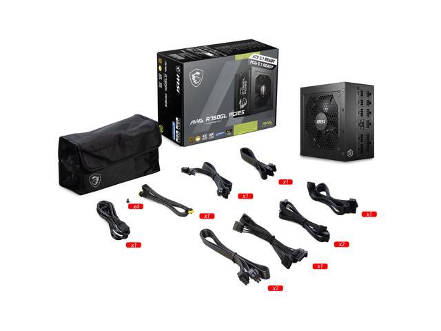 MSI - MAG A750GL PCIE 5 750W ATX 3.1 Full Modular 80 Plus Gold Gaming Power Supply - Black - image 4
