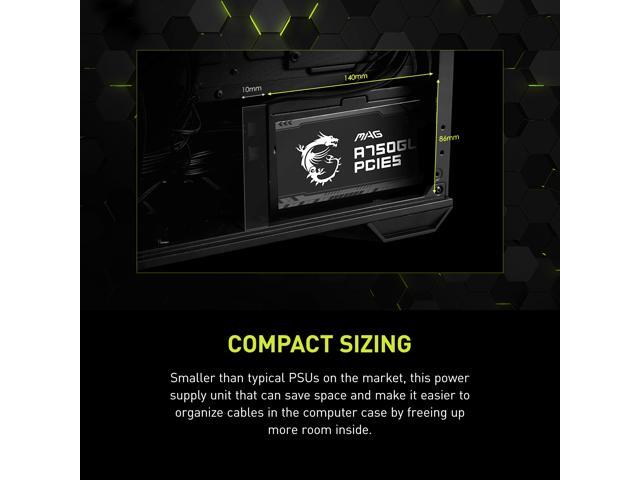 MSI - MAG A750GL PCIE 5 750W ATX 3.1 Full Modular 80 Plus Gold Gaming Power Supply - Black - image 11