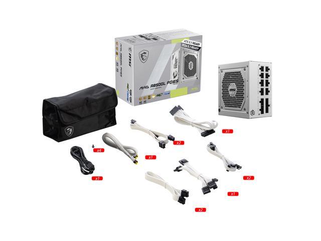 MSI MAG A850GL PCIE5 WHITE, Fully Modular Compact Gaming 850W Power Supply, 80+ Gold, ATX 3.1 & PCIe 5.1 Ready, Native Dual-color 12V-2x6 cable, 10...