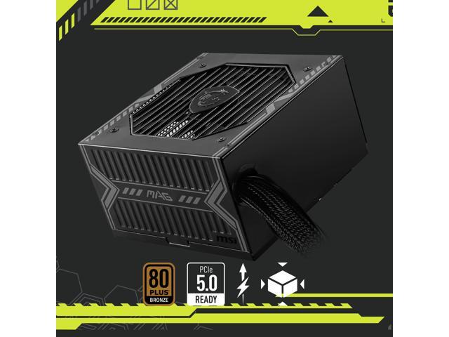 MSI MAG A750BN PCIE5, Non-Modular Compact Gaming 750W Power Supply, 80+ Bronze, Low-Noise Fan,12V-2x6 Cable, PCIE 5.0 Ready, 5 Year Warranty